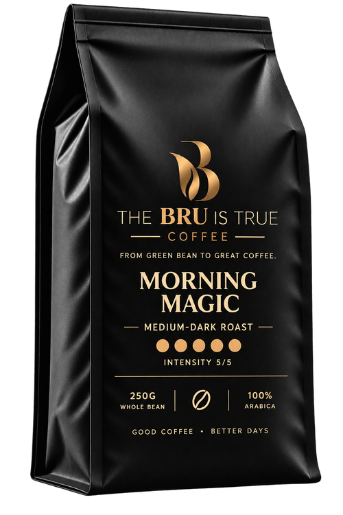 Morning Magic medium-dark roast coffee by The Bru Is True